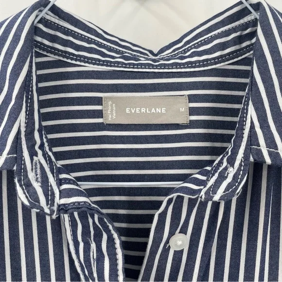 EVERLANE The Daytripper Striped Button Down Oversized Short Sleeve Shirt Dress - Picture 8 of 11
